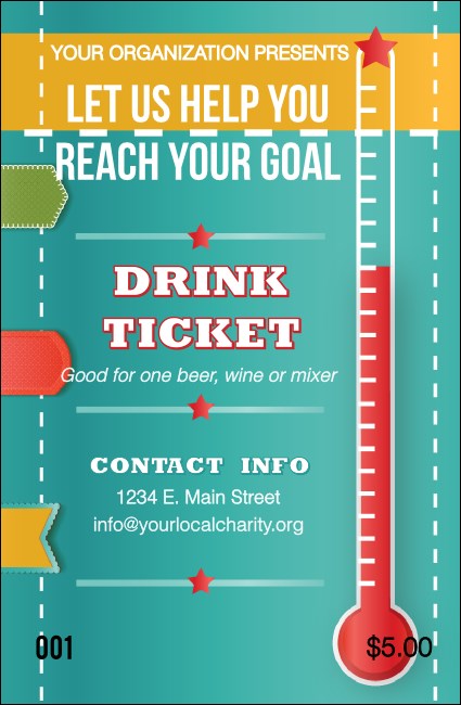 Fundraising Thermometer Drink Ticket Product Front