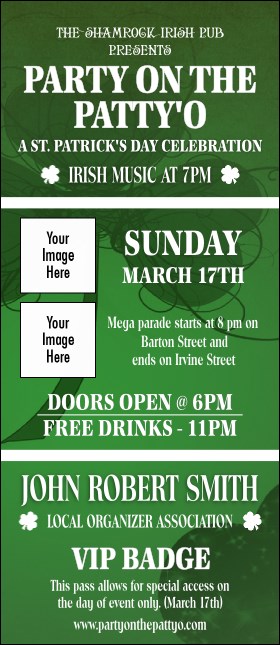 St Patrick's Day Shamrock VIP Event Badge Large