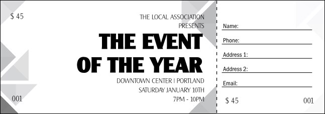 All Purpose Triangles Black and White Raffle Ticket Product Front