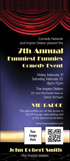 Stand Up Comedy VIP Event Badge Large