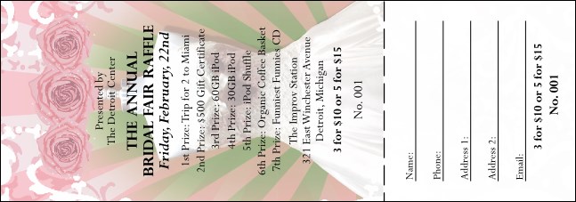 Bridal Fair Raffle Ticket Product Front