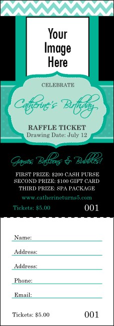 Happy Birthday Chevron Raffle Ticket