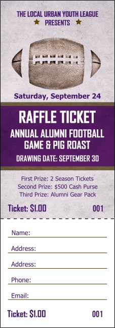 Football Purple Raffle Ticket Product Front