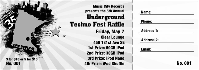 Twin Cities Raffle Ticket (black and white)