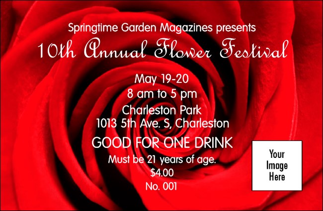 Red Rose Drink Ticket Product Front