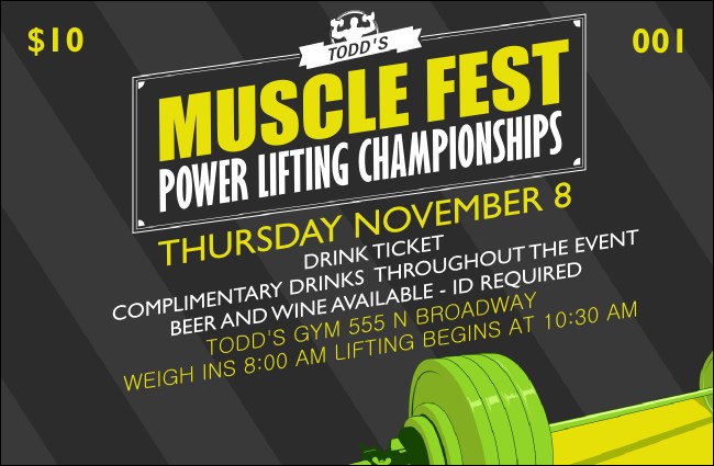 Power Lifting Drink Ticket Product Front