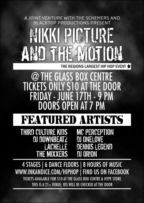 Galaxy Hip Hop Black and White Club Flyer